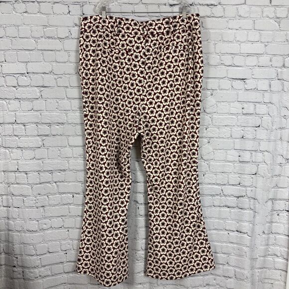 Gabi Fresh Giselle Floral Print Flare Bell Bottom Pants Womens 3X Burgundy Ivory - Picture 7 of 14